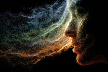 Head Dissolving into Light – Symbol of Change and Creativity