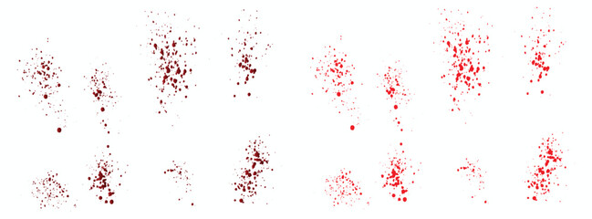 Red paint ink gradient blood splatter illustration background set