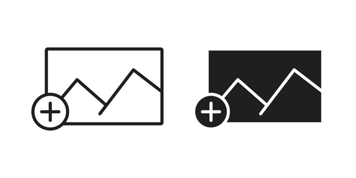 Add photos icons in trendy linear style vector. Vector illustration