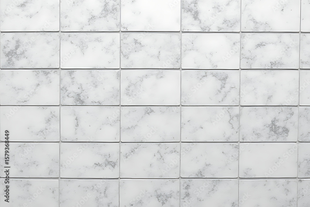 Aufkleber rectangular white marble tiles with gray veining arranged in a grid pattern creating a textured surf