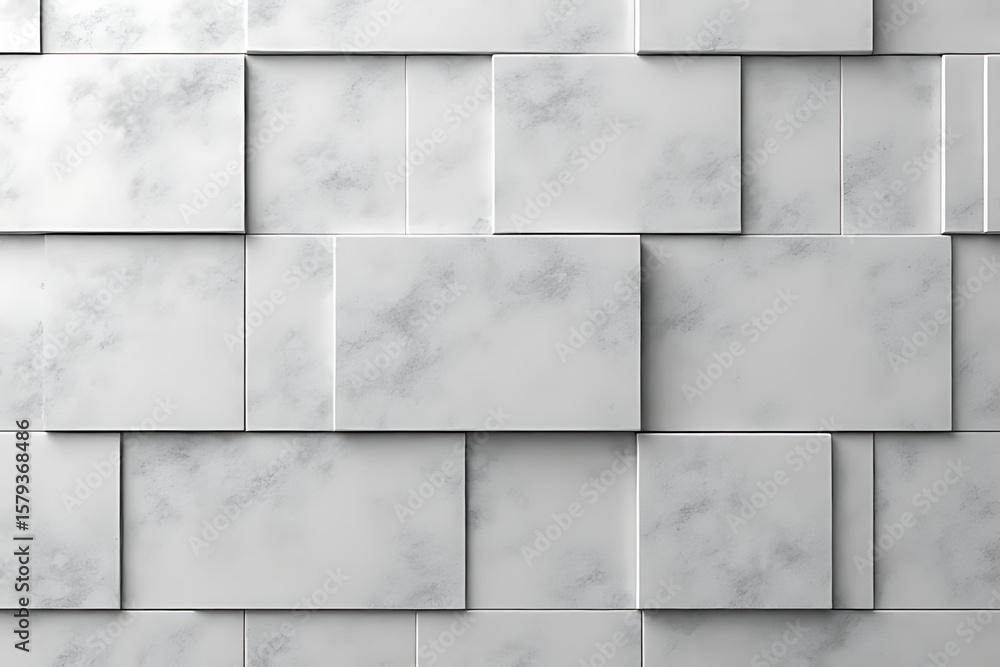Aufkleber white and gray rectangular tiles arranged in a geometric pattern with a marble-like texture creating