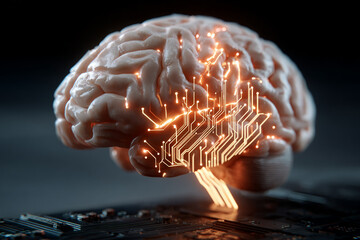 Brain with digital circuits, Concept of Human-Tech Emotional Intelligence Integration