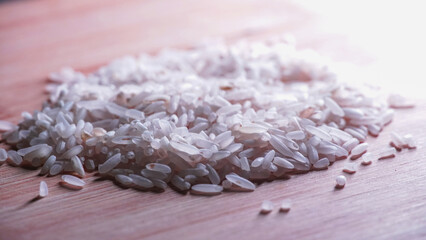 white rice on a wooden board