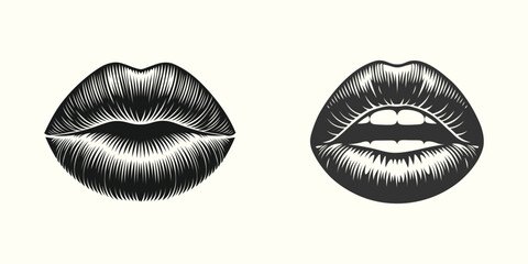 Sleek lip silhouettes with a glossy vibe, ideal for cosmetics branding or sensual illustration projects.