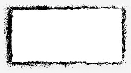 Old grunge black border frame isolated on transparent background. cut out PNG 