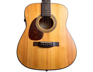 Fototapeta premium Acoustic Guitar with Wooden Finish, isolated on transparent background