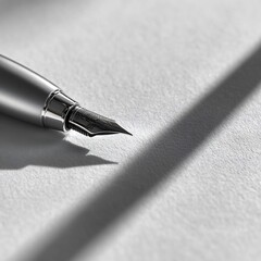 Fototapeta premium Elegant fountain pen casting a shadow on textured paper providing aesthetic writing