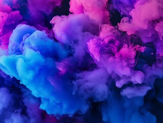 Fototapeta premium Abstract Blue Purple Ink Swirl, Color Splash, Fluid Art, Ink Cloud Color Mixing, Acrylic Pouring