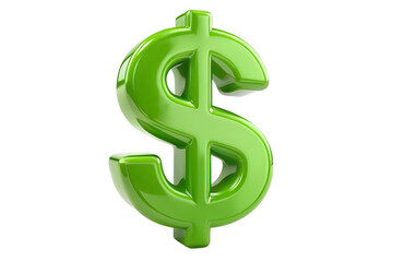 Glossy Green 3D Dollar Sign; Finance, Money, Wealth, Growth, Success Concept; Isolated on Black Background