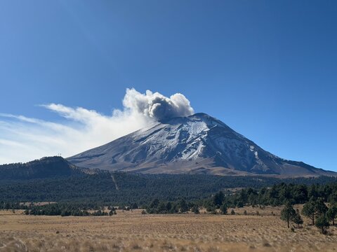 Eruption of Popocatepetl Volcano, Mexico
