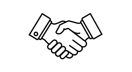 Obraz premium A line drawing depicting two hands clasped together in a handshake against a white background surface