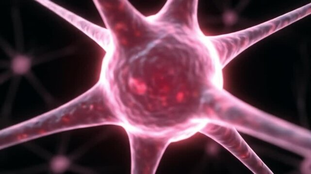 A close up view of a network of interconnected neurons with a dark background illustration