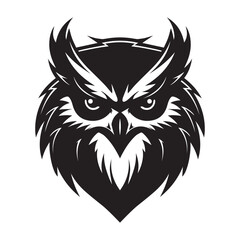 Owl Head Logo Icon Vector Line Art Illustration