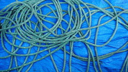close up of tangled rope