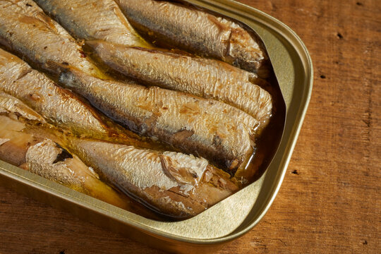 A can of Brisling Sardines, also called "European Sprats."