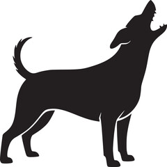 Black dog silhouette vector art howling dog illustration pet animal canine design graphic dog breed icon