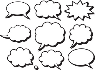 Fototapeta premium Collection of Black and White Comic Book Speech Bubbles