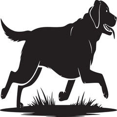 Running labrador retriever silhouette vector illustration for logo design and decoration ideas