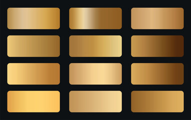 Golden gradients set. Elegant gold gradients collection	