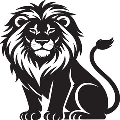 Lion vector illustration black and white design for logo mascot icon or tattoo animal king of beasts