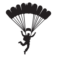 Silhouette of a Skydiver with Parachute Enjoying the Thrill
