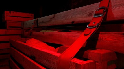 Mysterious cargo unloading event warehouse photography dim lighting close-up view intriguing atmosphere