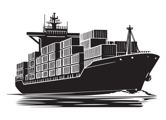 Fototapeta premium Cargo Shipping Vessel Silhouette Illustration for Transportation Industry Needs