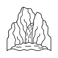 A waterfall cascading down a mountain into a body water landscape nature