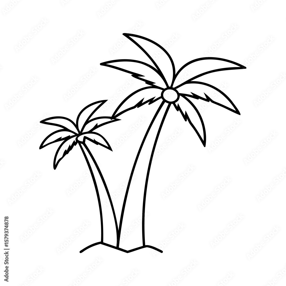 Poster two outline palm trees on with simple design graphic