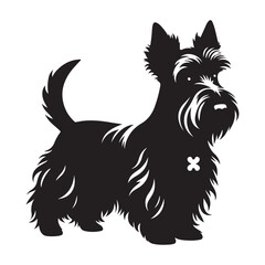 Elegant Silhouette of a Scottish Terrier Dog Standing Illustration