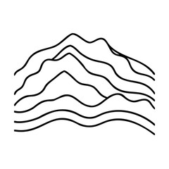 Mountain range with wavy lines on graphic design landscape