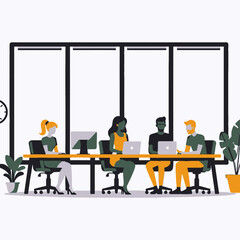 Diverse Team Collaboration-Office Workspace with Colleagues-Modern Business Meeting-Creative Professionals at Work-Teamwork and Productivity