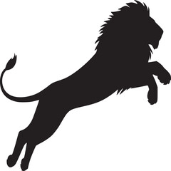 Leaping lion silhouette vector illustration for graphic design and creative projects royalty free image