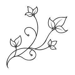 Outline stylized leaves vines on a with curved lines plant floral