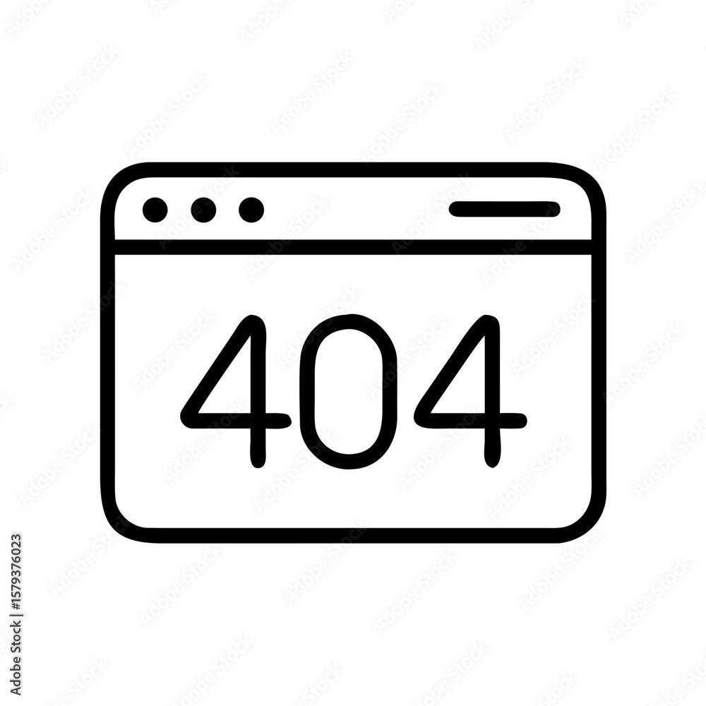 Poster illustration of a browser window displaying the error code four oh four page not found message icon