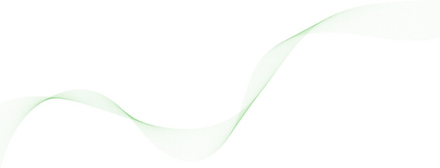 Abstract background, wavy abstract green lines in wave shape, data flow concept, white background and green wave
