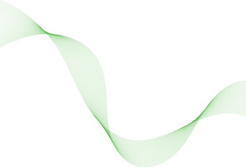 Abstract green flowing wave lines isolated on transparent background, creating a dynamic and elegant motion effect