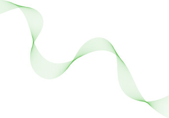 Abstract green flowing wave lines isolated on transparent background, creating a dynamic and elegant motion effect