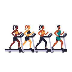 People Working Out on Treadmills-Stay Active and Reach Your Fitness Goals-Exercise and Cardio Training-Healthy Lifestyle and Gym Motivation-Fitness Vector Art
