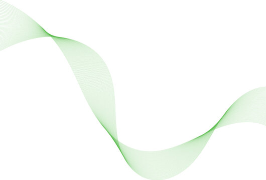 Abstract green flowing wave lines isolated on transparent background, creating a dynamic and elegant motion effect