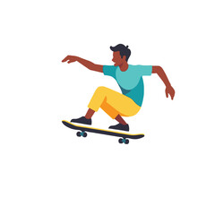 Fototapeta premium Skateboarder illustration for action sports enthusiasts-cool vector art of a person riding a skateboard-explore the vibrant world of skateboarding with this trendy image