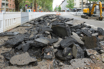 Demolished Tram Tracks Urban Construction