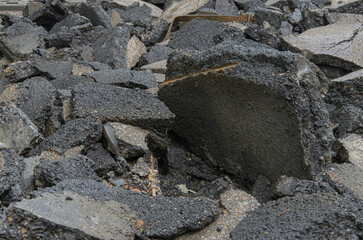 Broken Asphalt Road Debris Pile background.