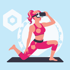 VR Fitness Revolution- Woman Exercising with Virtual Reality Headset- Immersive Workout Experience- Innovative Fitness Technology- Home Fitness Solutions- Interactive VR Training- Fitness Gaming