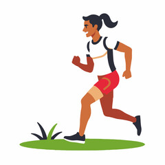 Woman Running Illustration- Female Athlete Training Outdoors- Fitness and Exercise Cartoon- Healthy Lifestyle Graphics- Jogging for Wellness