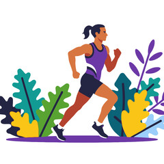 Woman Running Illustration- Fitness & Workout Graphic- Healthy Lifestyle & Exercise Motivation- Active Woman Jogging in Nature- Cardio Training Art