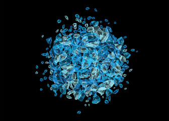 Blue Salt Crystals Exploding on Black Background