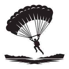 High Flying Parachutist Silhouette Illustration in Open Sky