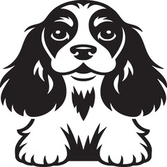 Cocker spaniel dog vector illustration black and white graphic design pet animal breed puppy canine art