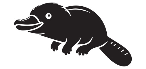 Monotreme Animal Silhouette Illustration of Platypus for Wildlife Icon